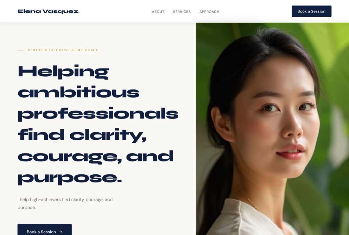 A professional executive coach website built with NiftySite in 10 minutes