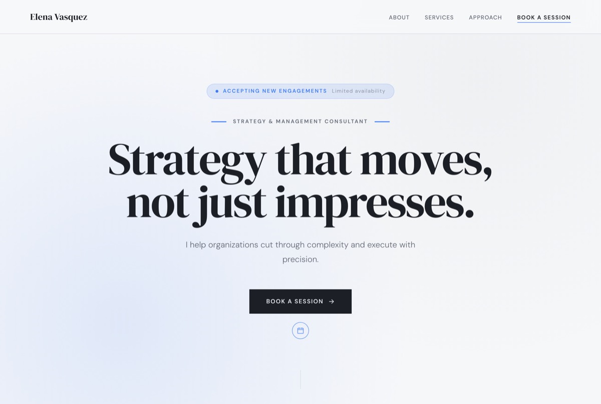 A professional strategy consultant website built with NiftySite in 10 minutes