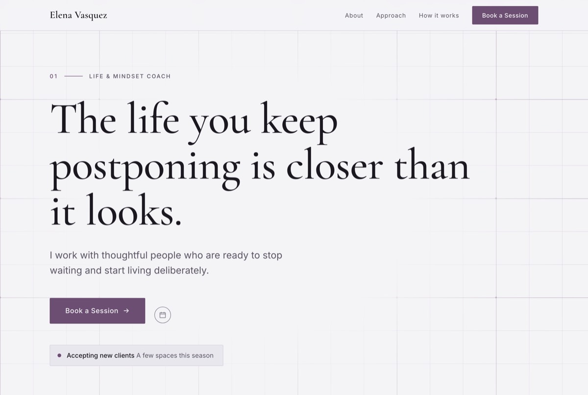 A professional mindset coach website built with NiftySite in 10 minutes